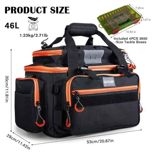 Fishing Tackle Bag with 4PCS 3600 Tackle Boxes