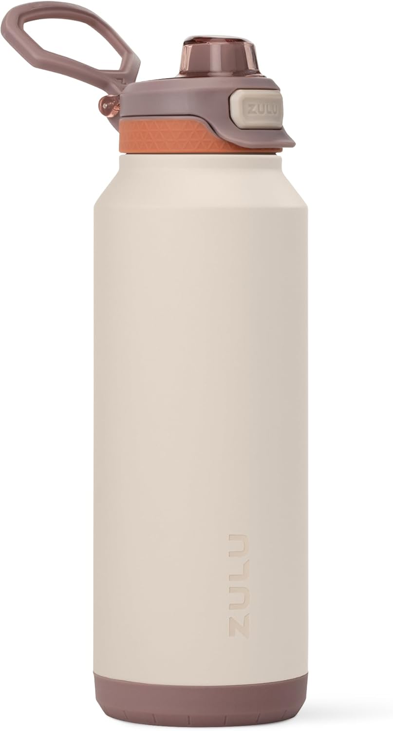 ZULU Powerfill Pro 40oz Stainless Steel Water Bottle with Quick Fill Lid, Triple Walled Vacuum Insulated Metal, Leak Proof Locking Lid, Sip and Chug, Reusable BPA Free, Driftwood - Roamly
