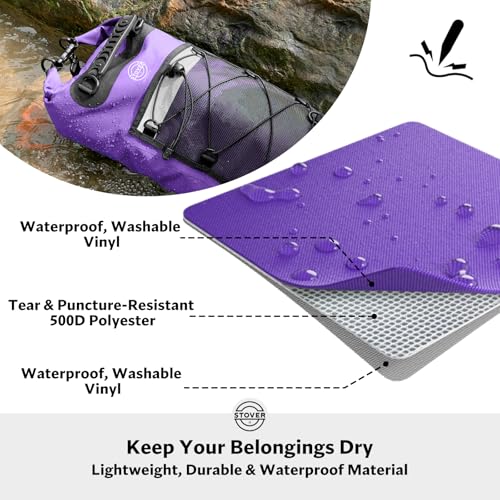 5/10/25/30/40L Waterproof Dry Bag & Phone Case - Large Floating Dry Backpack for Kayaking, Travel, Hiking, Fishing, Camping, Motorcycles & Beach, Heavy-Duty Roll Top Men/Women (Purple)