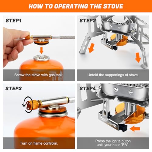 3500W Windproof Camp Stove Camping Gas Stove with Fuel Canister Adapter