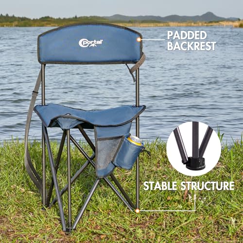 Extra Large Quick Folding Tripod Stool with Backrest Fishing Camping Chair with Carry Strap