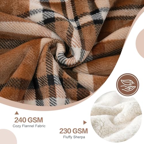 Sherpa Fleece Throw Blanket 60" x 80" Reversible Plush Fluffy Large Big Blanket Lattice Flannel Blankets for All Season Use