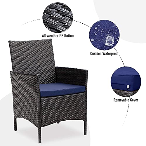 Wicker Patio Dining Chairs Set of 2 with Removable Cushions (2 Count)