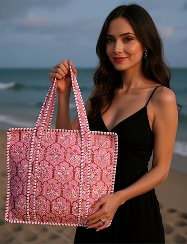100% Cotton Quilted Tote Bag For Women