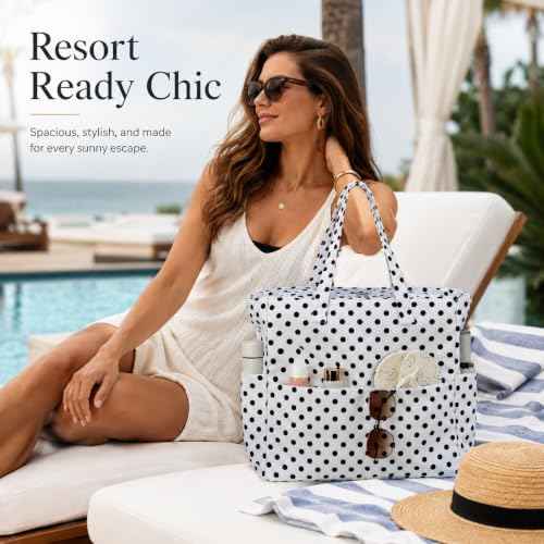 Beach Bag Waterproof Sandproof Women Beach Tote Pool Bag with Zipper for Gym Grocery Travel with Wet Pocket