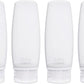 Silicone Travel Bottles for Toiletries TSA Approved Travel Size Containers Set 4 Pack Portable Leak Proof Refillable Cosmetic Squeeze Bottles Shampoo Hair Conditioner Body Lotion Bath Shower Gel