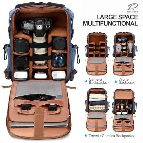 Blue Canvas Camera Backpack