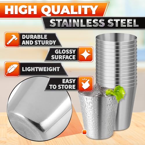 15 Pcs Stainless Steel Shot Glasses (15 Count)
