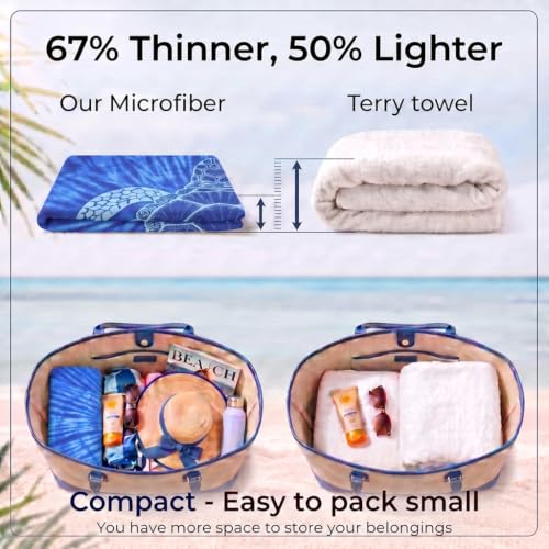 4 Pack Microfiber Beach Towel Oversized 71x32 Colorful Print Bulk (4 Count)
