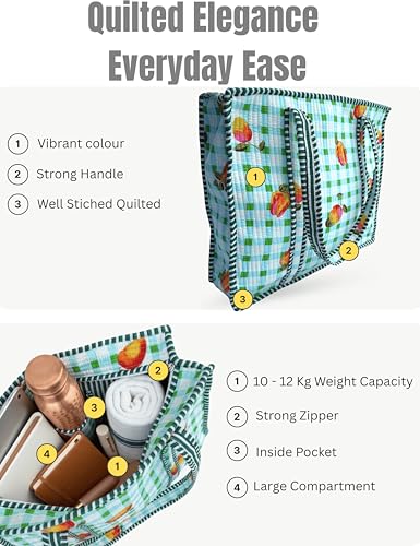 100% Cotton Quilted Tote Bag For Women