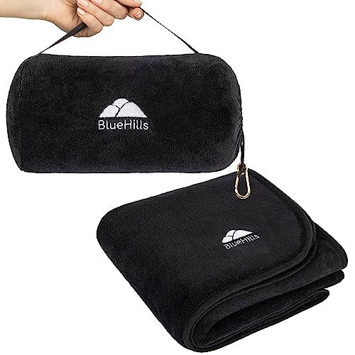 Premium Soft Rolled Travel Blanket Pillow Airplane 2 in 1