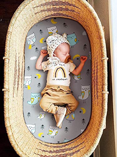 Stretchy Bassinet Sheet Set BROLEX 2 Pack Snug Fitted Cradle Fitted Sheets for Bassinet Pads (2 Count)