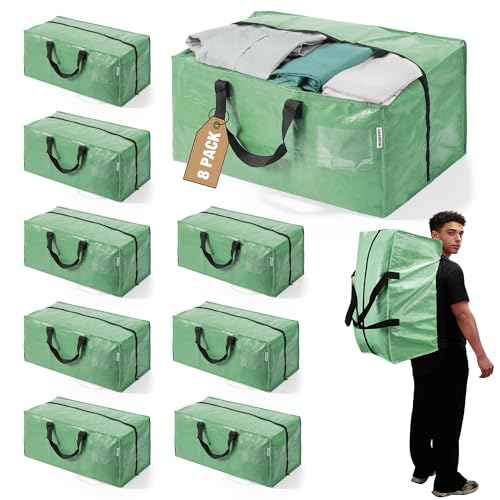 8 Pack Extra Large Moving Bags with Backpack Straps & Handles (8 Count)