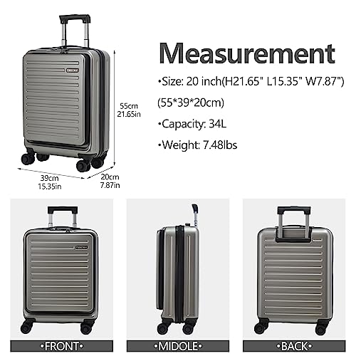 20 Inch Carry On Luggage with Front Pocket
