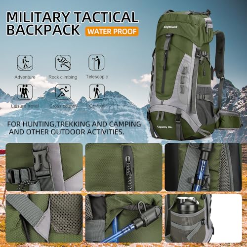 60L Hiking Backpack for Men and Women Lightweight Camping Hiking Backpack with Rain Cover Large Waterproof Travel Backpack Backpacking Pack