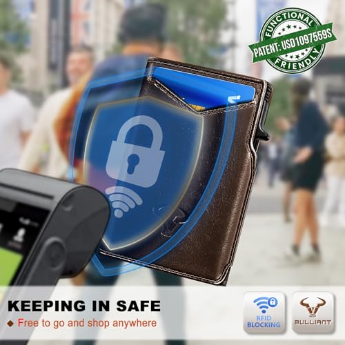 Men Slim Leather Wallet Metal Case Money Clip