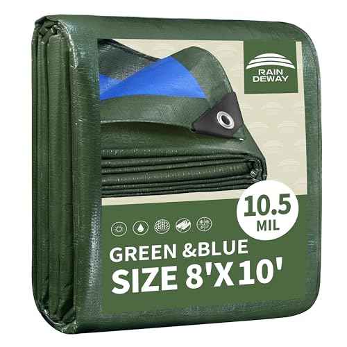 8x10 Feet Tarps Heavy Duty Waterproof 10.5 Mil Outdoor Poly Tarp