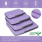 4 Set/6 Set/8 Set Compression Packing Cubes Travel Accessories Expandable Packing Organizers(Lavender ClothPattern 4 Set)