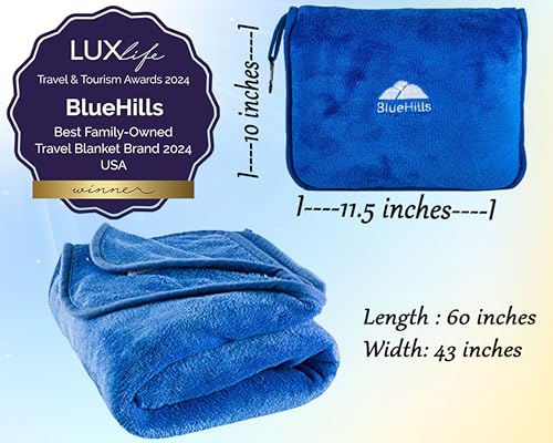 Premium Soft Travel Blanket Pillow Plush Airplane