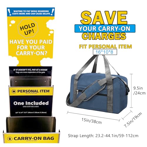 15 Inch Small Carry On Bags for Airplanes Spirit Airlines Personal Item Bag Underseat Foldable Travel Duffle Gym Bags for Women Men