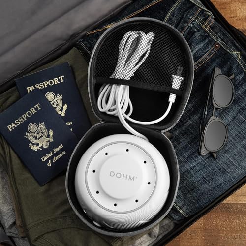 Dohm (White/Gray) & Travel Case (2 Piece Set) The Original White Noise Machine with Natural Sound from a Real Fan, Sleep Aid & Noise Cancelling For Adults & Baby, Office Privacy & Meditation