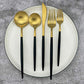 5-Piece 18/10 Stainless Steel Matte Gold Silverware Set, Kitchen Tableware Set, Dishwasher Safe