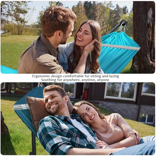 Ultimate Relaxation Portable Hammock Stand with Cotton Canvas Net