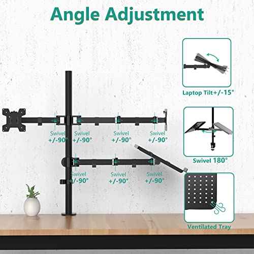 Dual Monitor and Laptop Stand for 17" Notebook and 27" Screens