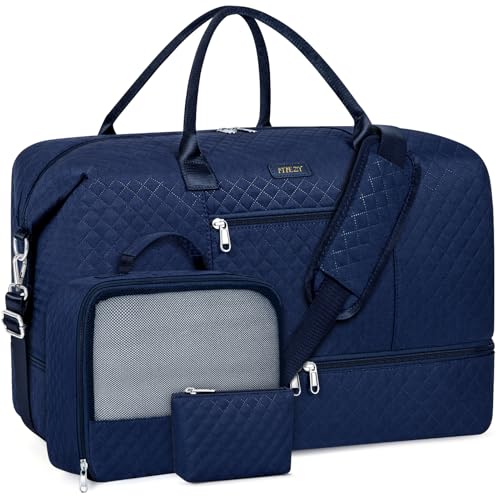 Weekender Bag for Women 21.5" Travel Duffel Large Carry On Bag 3PCS (3 Count)