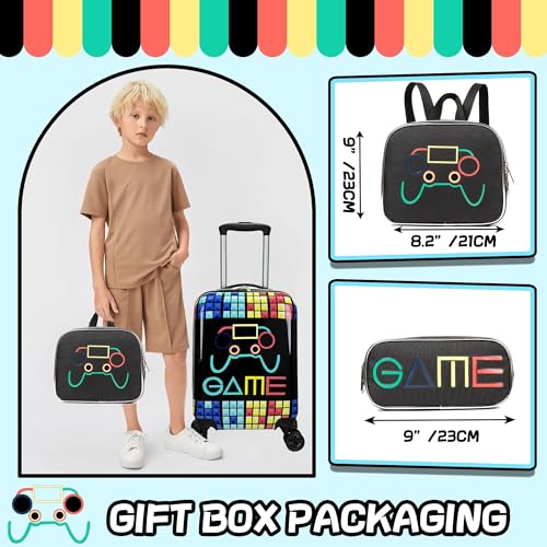 Kid’s Luggage Set 5 Piece Suitcase Set 16’’ Hardside Luggage with Spinner Wheels Girls Boys Carry on Luggage Travel Rolling Luggage Airline Approved (5 Count)