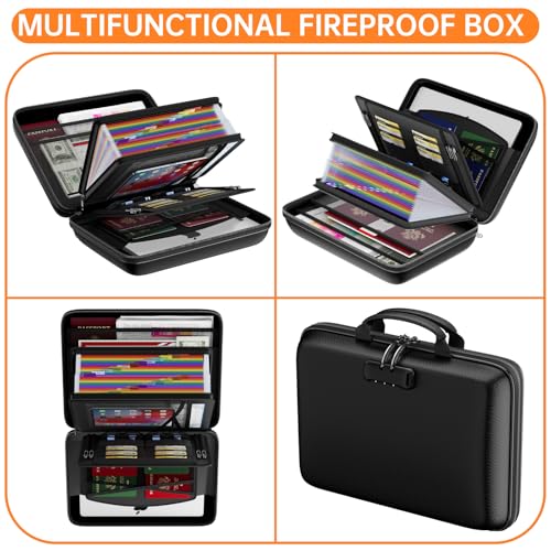 Fireproof Document Box with Lock & 25