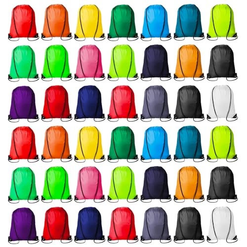 42 Pcs Drawstring Backpack Bags Sack Pack Cinch Tote Sport Storage Polyester Bag for Gym Traveling（20 Colors） (42 Count)