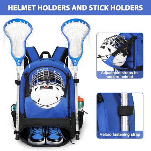 Lacrosse Bag Durable Equipment Backpack with 2 Stick Holders
