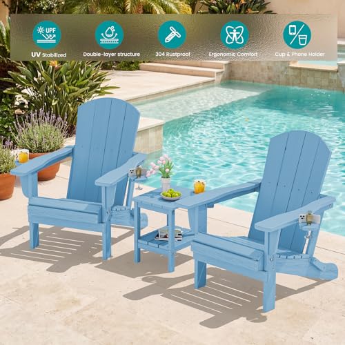 Outdoor Adirondack Chairs with 2 Cup Holders