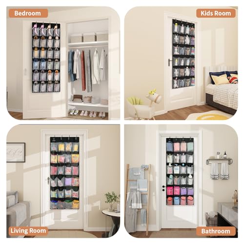 24 Large Pockets Over Door Shoe Organizer