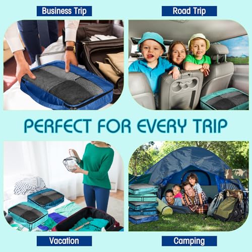 5 Pcs Packing Cubes for Suitcase Large Travel Cubes Carry on Luggage Organizer Bags for Clothes Accessories (5 Count)