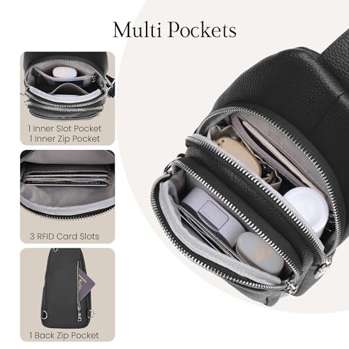 Black Genuine Leather Small Crossbody Bags for Women Anti