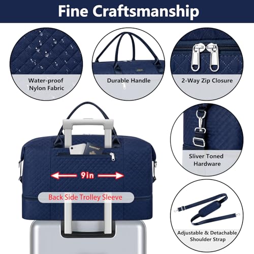Weekender Bag for Women 21.5" Travel Duffel Large Carry On Bag 3PCS (3 Count)