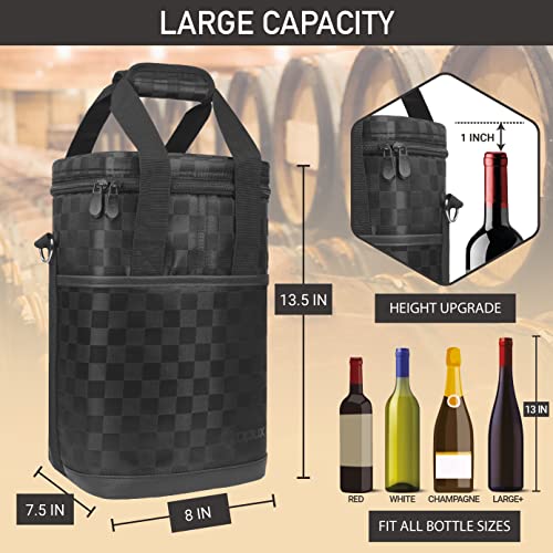 Insulated Wine Cooler Bag Leakproof 4 Bottle Tote Carrier