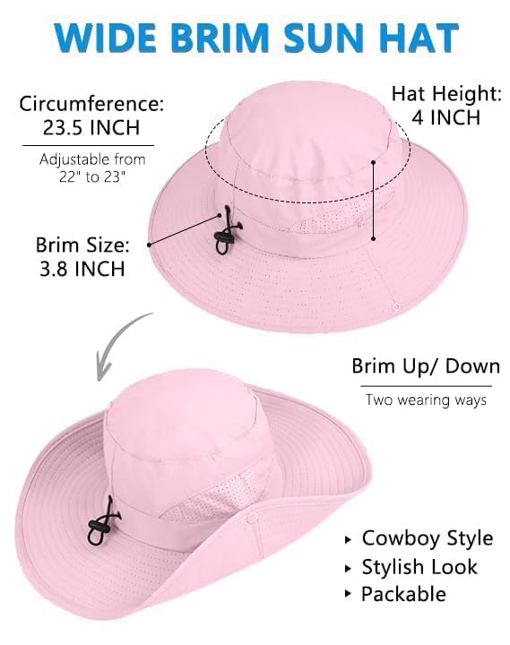 UPF 50+ Wide Brim Sun Hat with Neck Flap