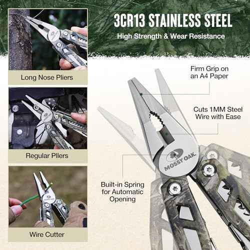 Multitool, 22-in-1 Stainless Steel Pliers with Screwdriver Sleeve, Camo Steel Handle, Self-locking Knife with Sheath-Perfect for Outdoor, Survival, Camping, Hiking, Simple Repair