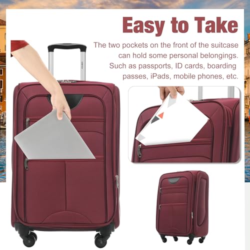 Softside Luggage Set Softshell Lightweight 3 Piece Spinner Suitcase (3 Count)