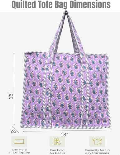 100% Cotton Quilted Tote Bag For Women