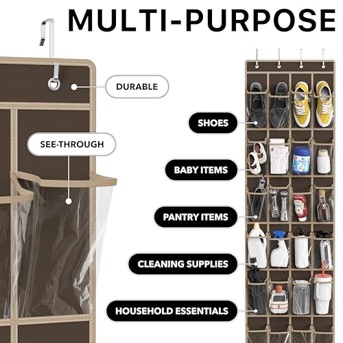 24 Pockets Clear Over the Door Shoe Organizer