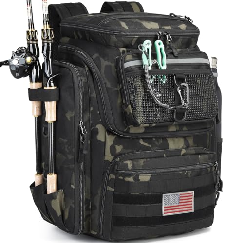 45L Fishing Backpack with Rod Holders & Built
