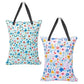 BABY 2 Pack Large Wet Dry Bag Waterproof Hanging Cloth Diaper with Double Zippered Pockets 25x18 inches (2 Count)