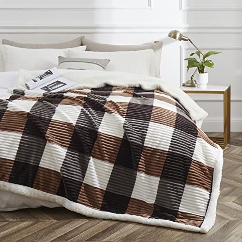 Sherpa Blanket Twin Plaid Thick Bed Blanket