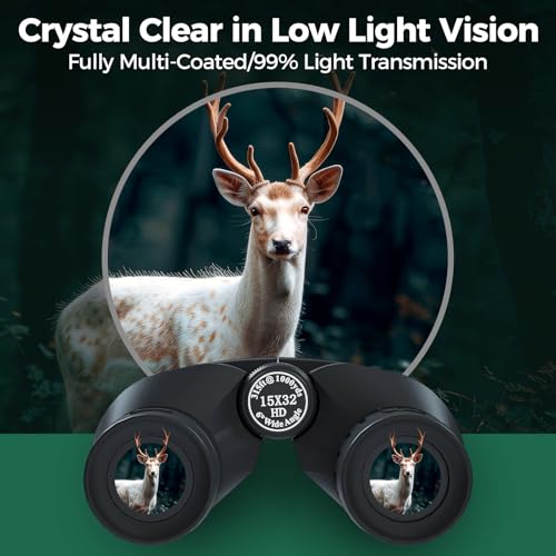 15x32 Compact Binoculars for Adults High Power with Phone Adapter