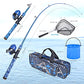 Kids Fishing Pole Set with Full Starter Kits 2 Set Portable Telescopic Fishing Rod and Spincast Reel Cambos with a Fishing Net and 2 Buckets for Boys Girls and Youth (2 Count)