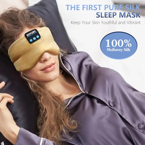 Sleep Mask Bluetooth 5.4 Headphones Soft Wireless Headband Eye Mask Blackout with Microphone